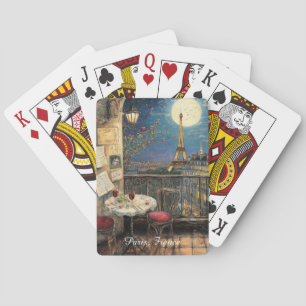 Romantic Paris France Eiffel Tower Illustration Poker Cards