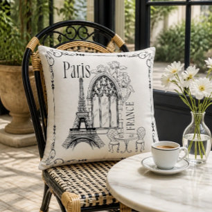 Romantic Paris France Throw Pillow