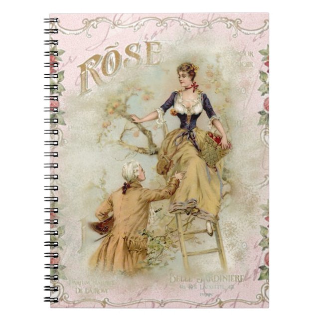 Romantic Paris Lovers pink shabbychic Notebook (Front)