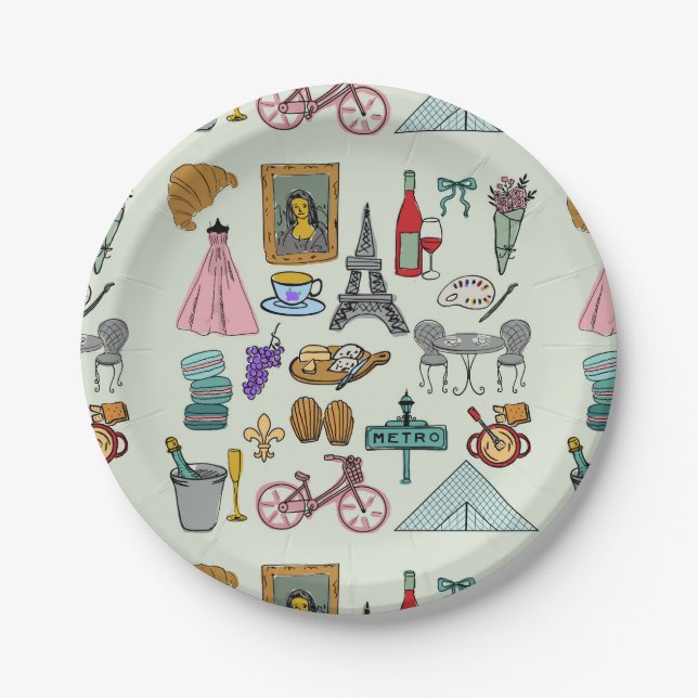 Romantic Paris Paper Plates (Front)