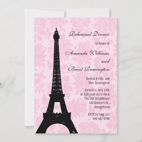 Romantic Paris Rehearsal Dinner Invitation