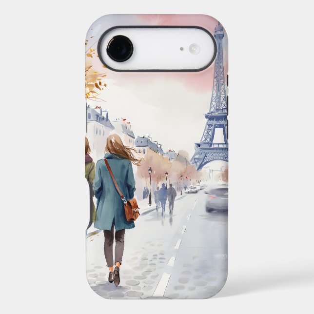 Romantic Paris Street Scene Print Case-Mate iPhone Case (Back)