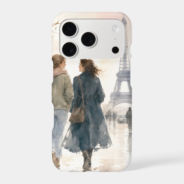 Romantic Paris Street Scene Print iPhone Case (Back)