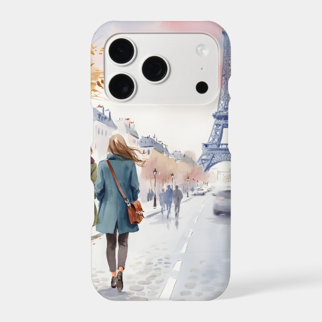 Romantic Paris Street Scene Print iPhone Case (Back)