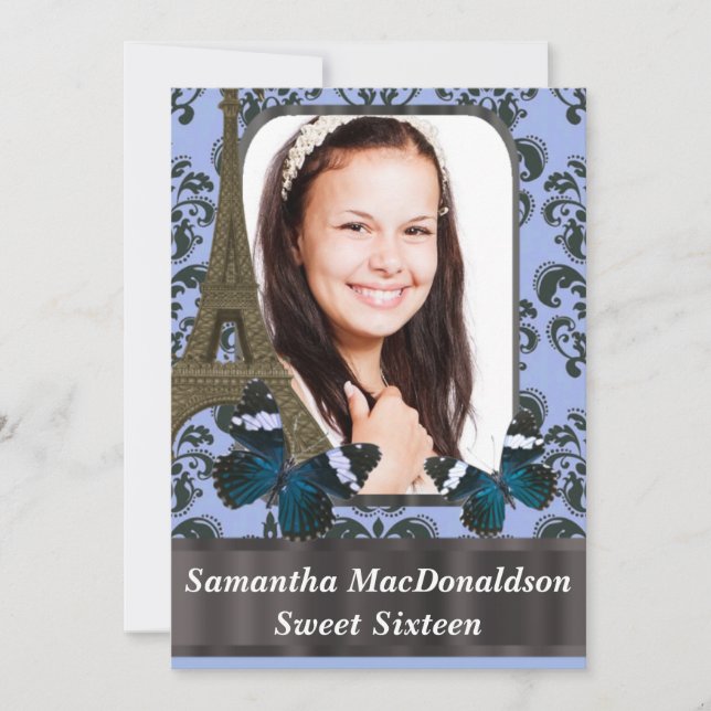 Romantic Paris  sweet sixteen birthday Invitation (Front)