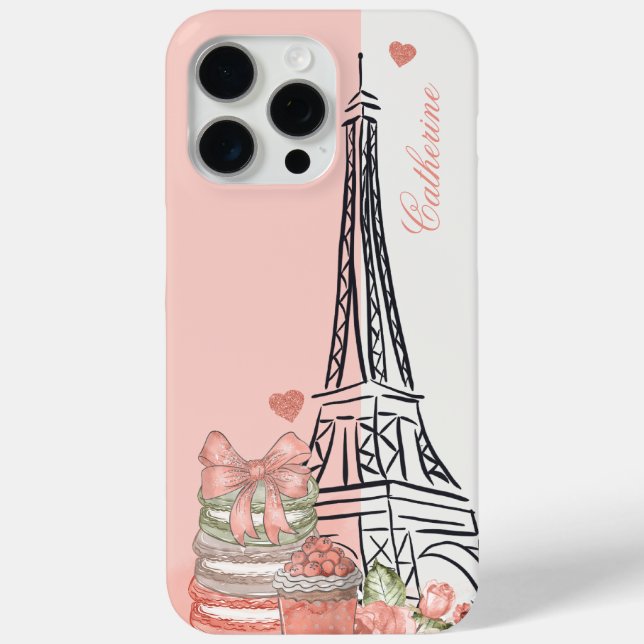 Romantic Paris Theme Personalized Case-Mate iPhone Case (Back)