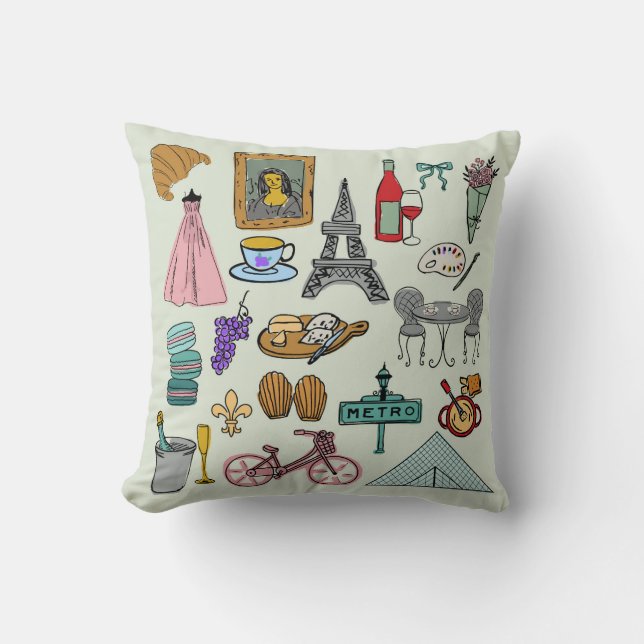 Romantic Paris Throw Pillow (Front)