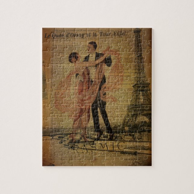 romantic Paris Wedding Waltz ballroom dancers Jigsaw Puzzle (Vertical)