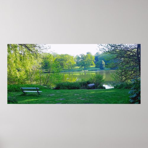 Romantic Park Bench at Awesome Lake Poster