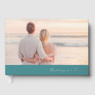 Romantic Pastel Beach Photo Foil Guest Book