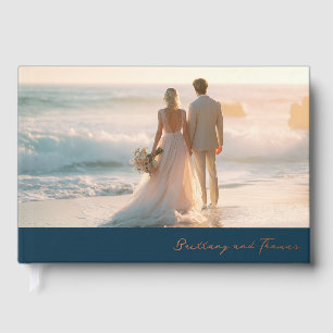 Romantic Pastel Beach Photo Foil Guest Book
