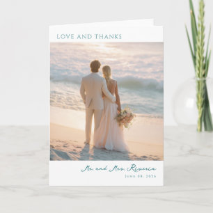 Romantic Pastel Beach Photo Letterpress Thank You Card