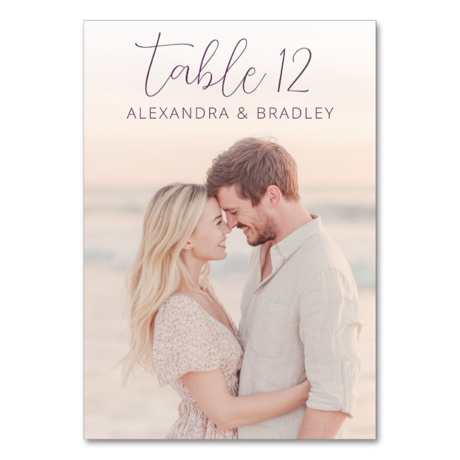 Romantic Pastel Beach Photo Table Number (Back)