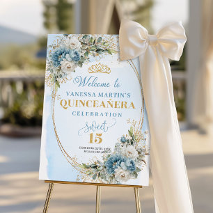 Romantic Pastel Blue Gold Eucalyptus Quince 15th  Foam Board