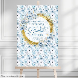 Romantic pastel blue gold floral bridal shower foam board