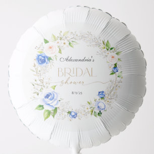 Romantic Pastel Blue Roses Bridal Shower Balloon