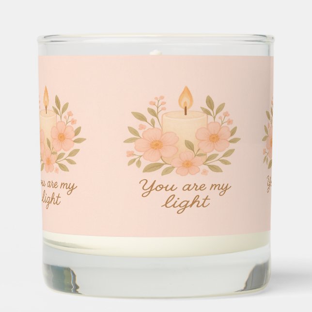 Romantic Pastel Candle Art – “You Are My Light”  (Front)
