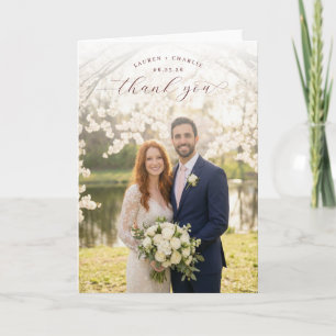 Romantic Pastel Cherry Blossom Photo Thank You Card