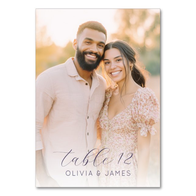 Romantic Pastel Contemporary Photo Table Number (Back)