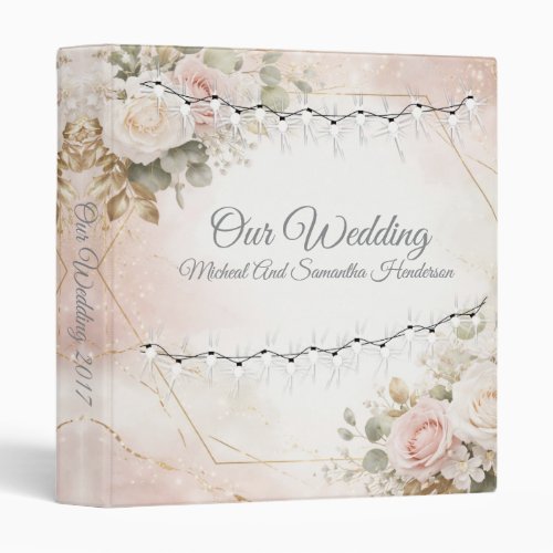 Romantic Pastel Cream Wedding Photo  3 Ring Binder