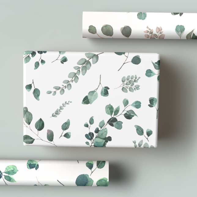 Romantic Pastel & Dark Green, Pink Eucalyptus  Wrapping Paper Sheets (Creator Uploaded)