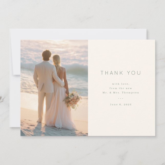 Romantic Pastel Elegant Photo Thank You Card (Front)