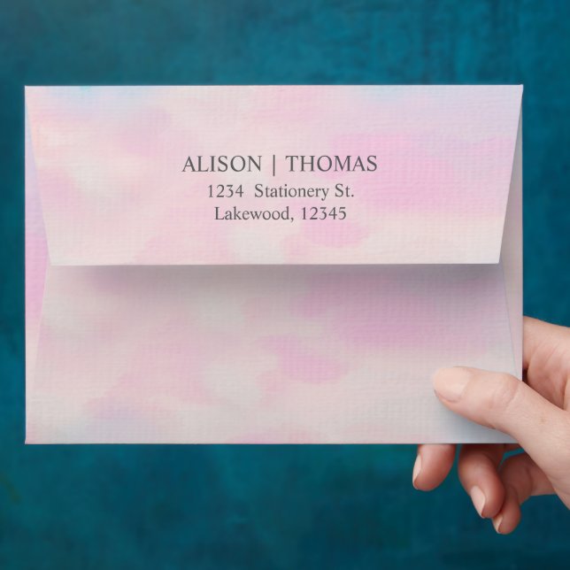 Romantic Pastel  Envelope – Soft Pink & Blue  (Hand)