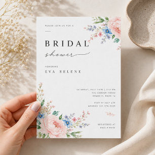 Romantic Pastel Floral Bridal Shower Invitation .
