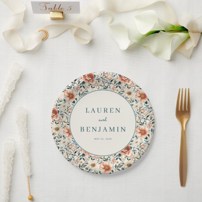 Romantic Pastel Floral Paper Plates (Wedding)