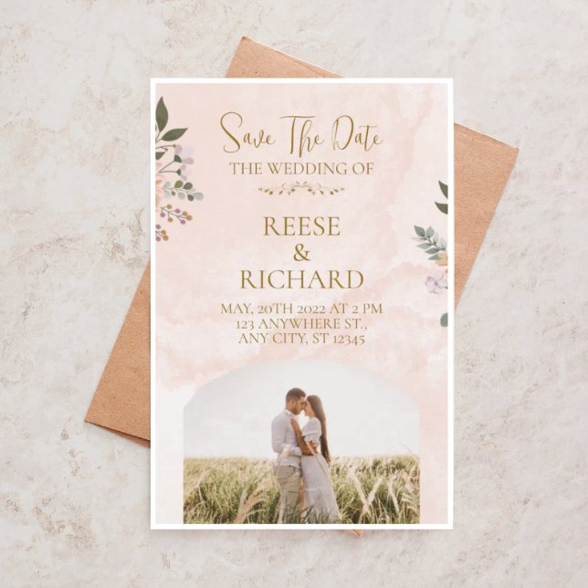 "Romantic Pastel Floral Save the Date Wedding  Invitation (Creator Uploaded)