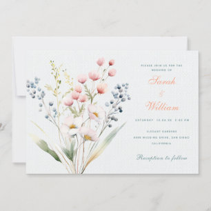 Romantic pastel floral Wedding Invitation
