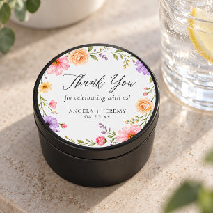 Romantic Pastel Floral Wreath Wedding Thank You Mini Candle Favors