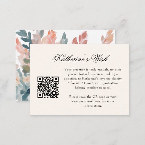 Romantic Pastel Flower Bridal Shower QR Code Enclosure Card