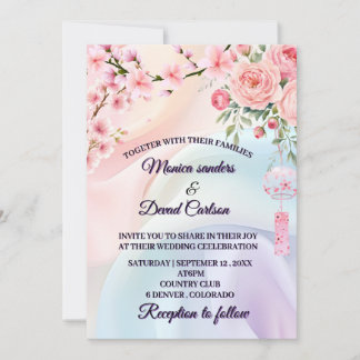 Romantic Pastel Flowers, Garden Wedding Design Invitation