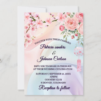 Romantic Pastel Flowers, Garden Wedding Design Invitation