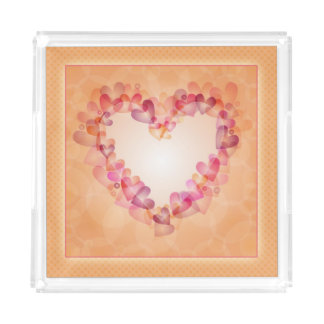 Romantic pastel hearts and abstract shapes design acrylic tray