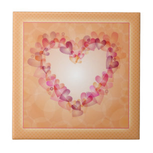 Romantic pastel hearts and abstract shapes design ceramic tile