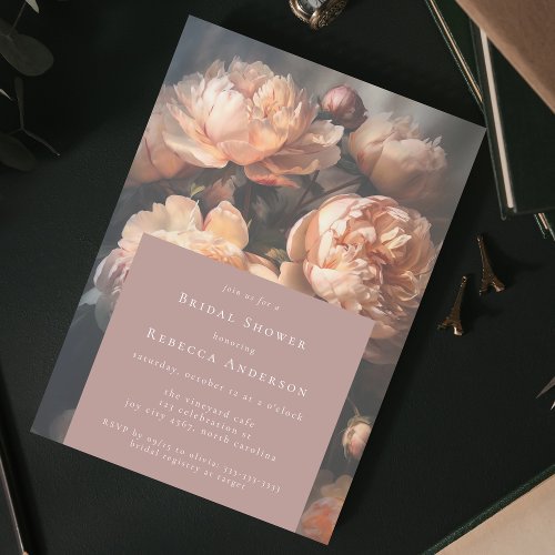 Romantic Pastel Peony Florals Bridal Shower Invitation