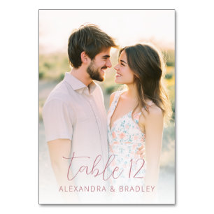 Romantic Pastel Photo Table Number