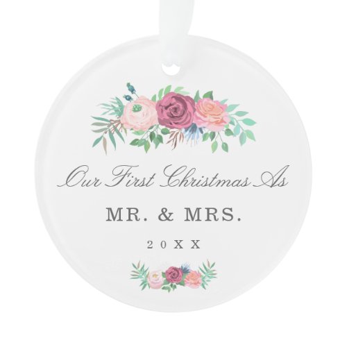 Romantic Pastel Pink Floral Garland Wedding Photo Ornament
