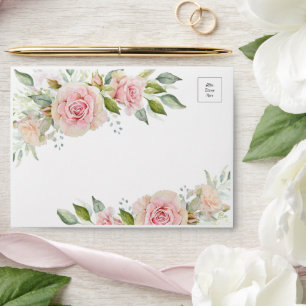 Romantic Pastel Pink Floral Wedding Envelope