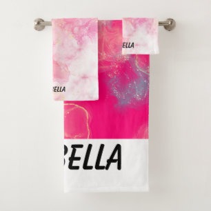Romantic Pastel Pink Glitter Bath Towel Set