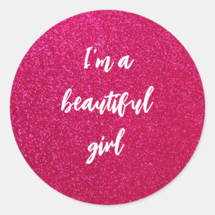Romantic Pastel Pink Glitter Classic Round Sticker