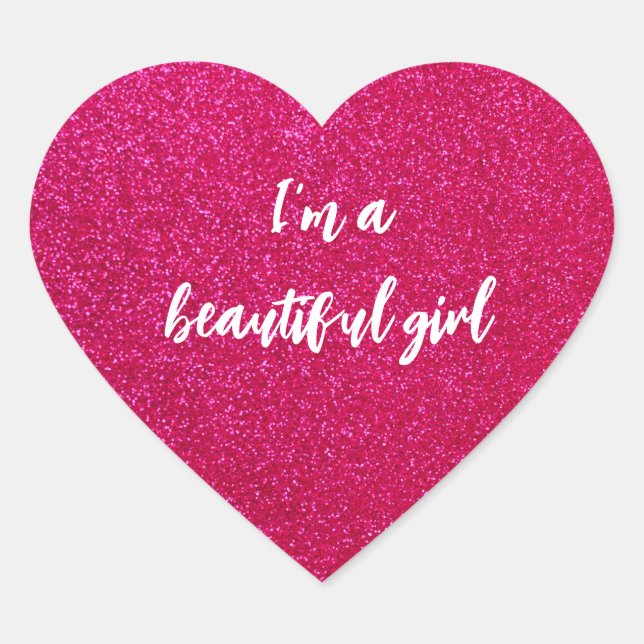 Romantic Pastel Pink Glitter Heart Sticker (Front)