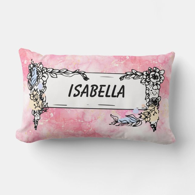 Romantic Pastel Pink Glitter Lumbar Pillow (Front)