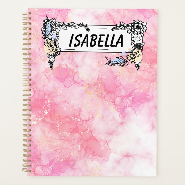 Romantic Pastel Pink Glitter Planner (Front)
