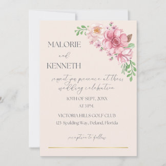 Romantic pastel pink wedding invitation