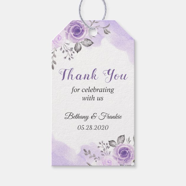 Romantic Pastel Purple Floral Thank You Gift Gift Tags