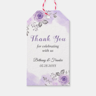 Romantic Pastel Purple Floral Thank You Gift Tags