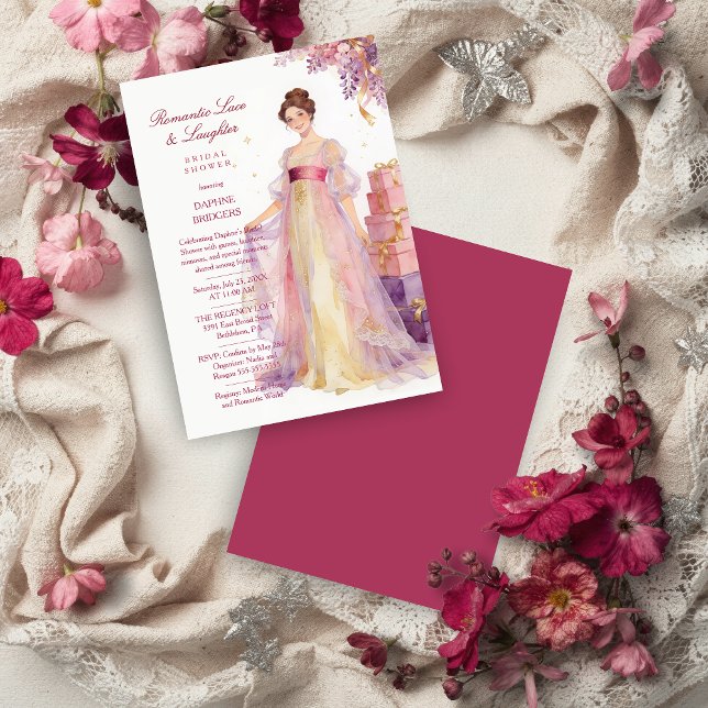 Romantic Pastel Regency Lady Floral Wisteria Invitation (Romantic Pastel Regency Lady Floral Wisteria Bridal Shower Invitation Card. )